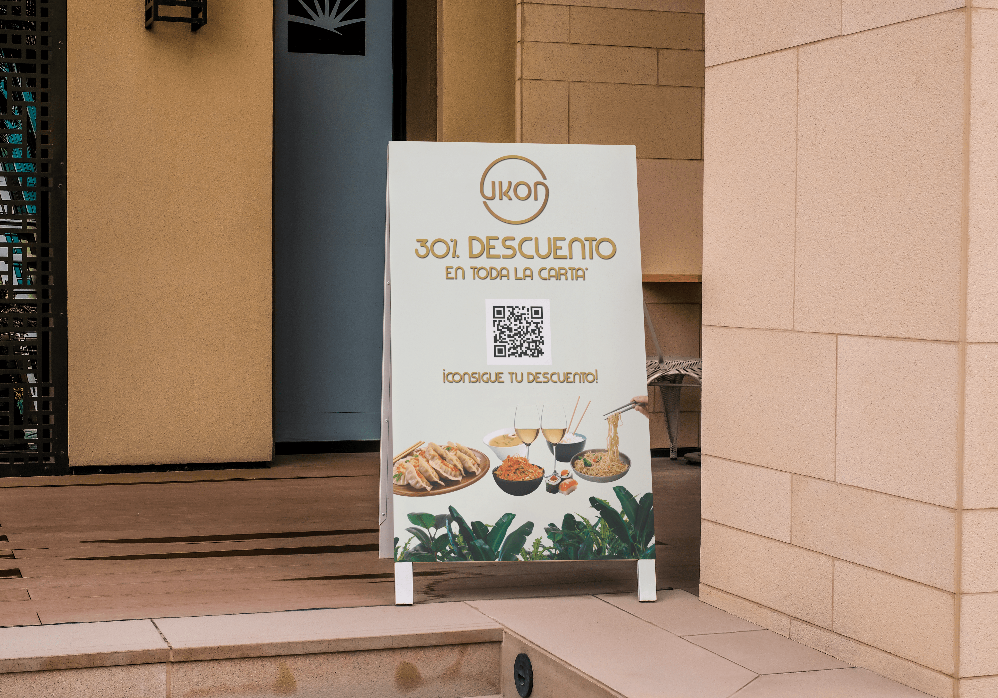 Ejemplo de caballete impreso para hostelería