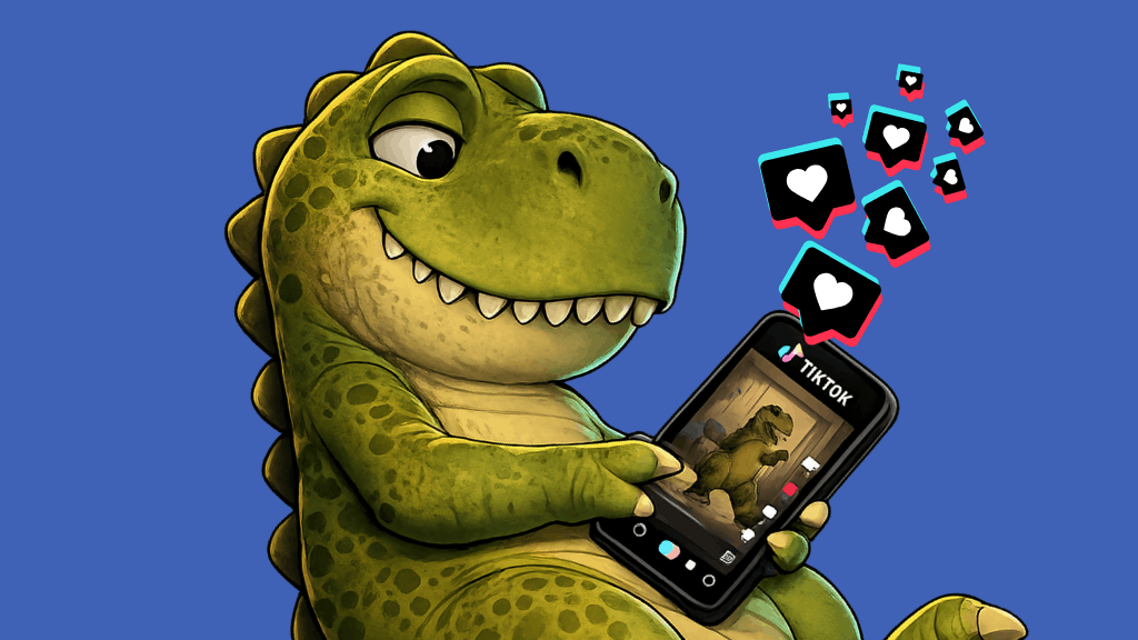 Dinosaurio Viendo el Móvil