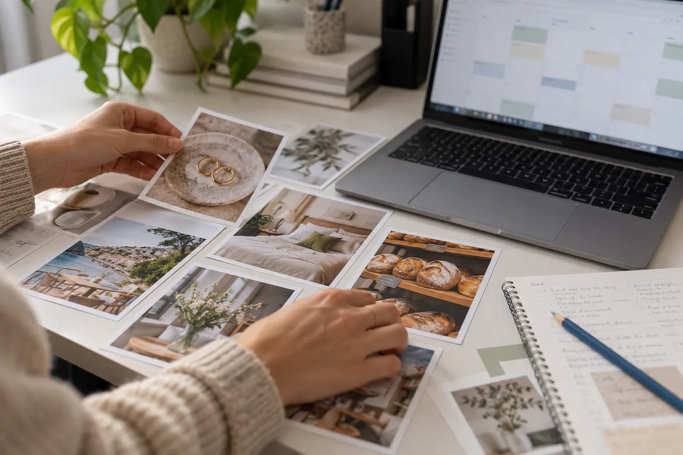 Escena ilustrativa de planificación de un calendario de contenidos para varias marcas