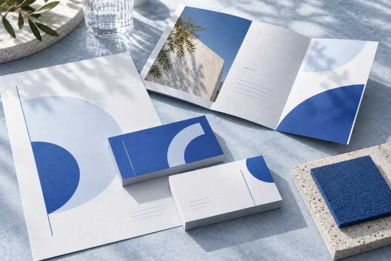 Mockup conceptual de identidad visual y diseño gráfico
