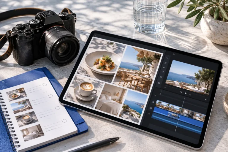 Mockup conceptual de producción de fotografía y vídeo profesional