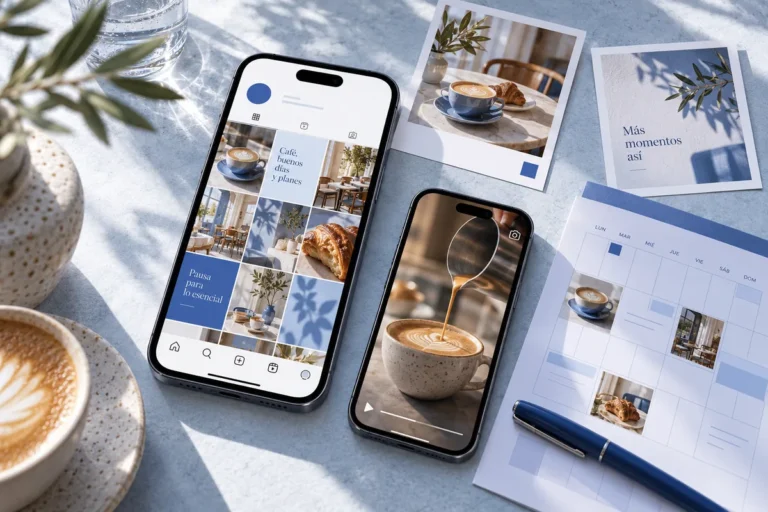 Mockup conceptual de contenido y planificación para redes sociales